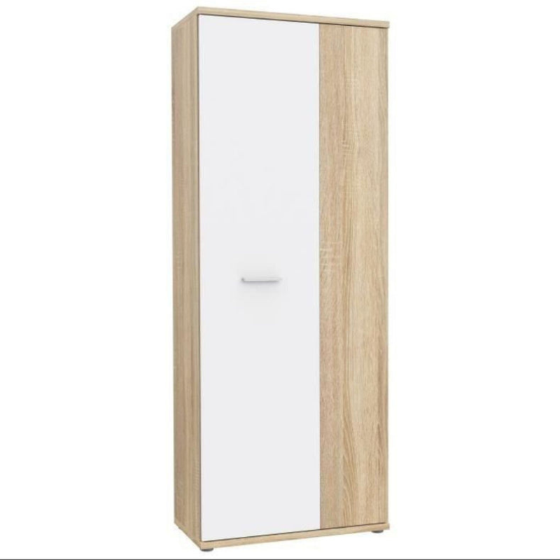 Armoire a chaussures MISCA - Décor chene sonoma et blanc mat