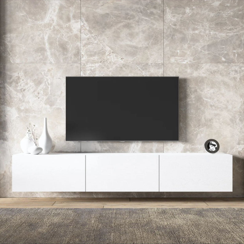 Meuble TV - ALMA - Blanc 180cm