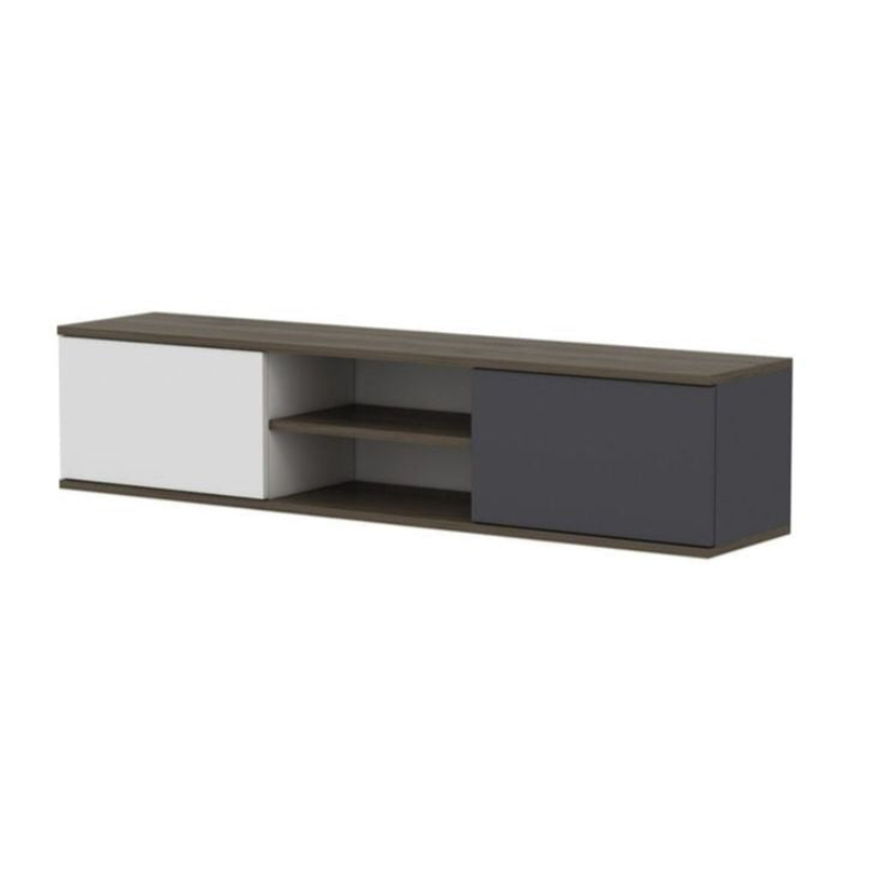 Meuble TV Mural Ayze 149cm Anthracite - Blanc - Noyer