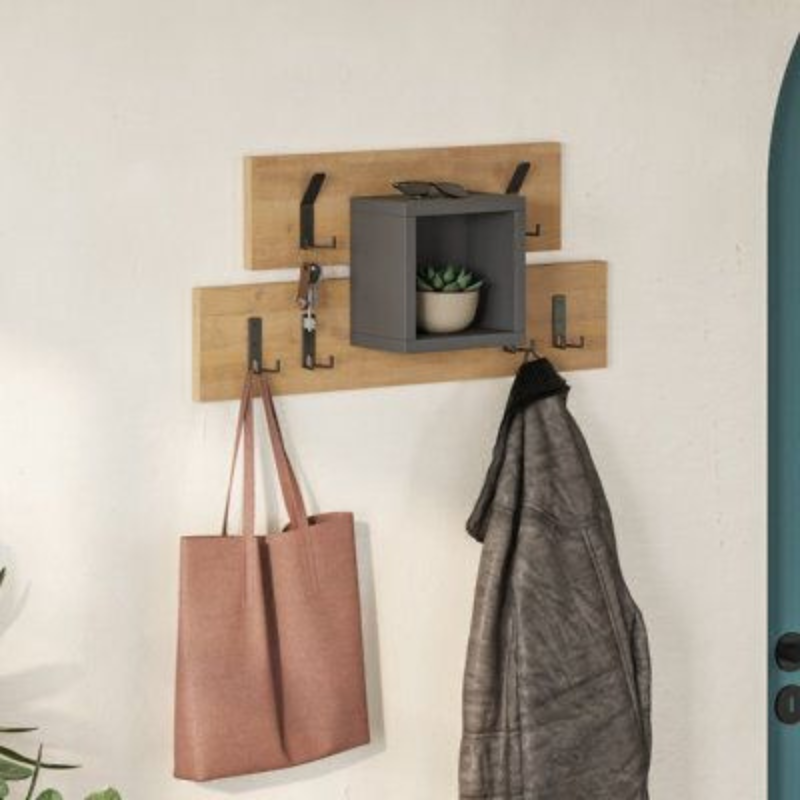 Étagère murale à penderie en métal LUMINA 68 cm – Entrée ou chambre
