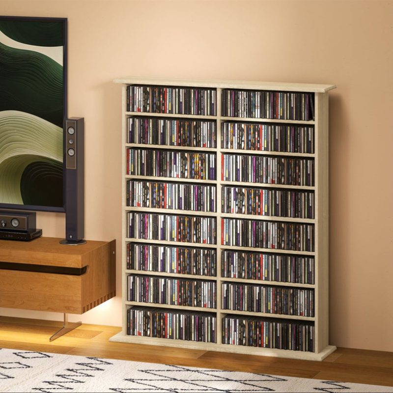 Bibliothèque Multimédia Premium – Chêne (Capacité 720 CD / 396 DVD)