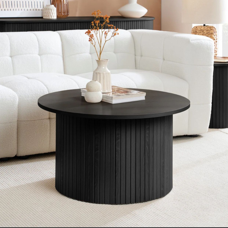 Table basse en forme de tambour Suire en bois - 80cm