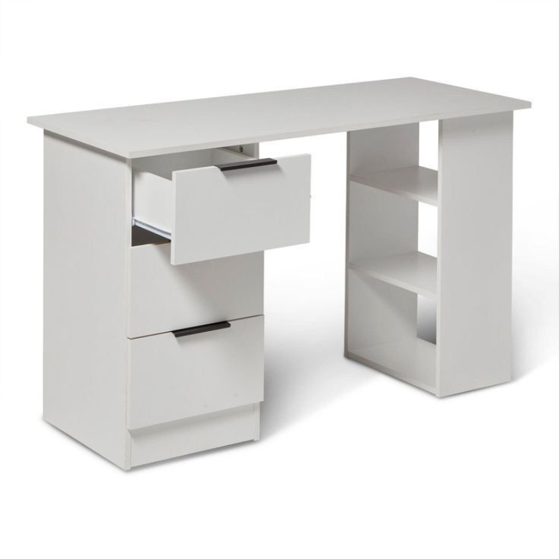 Bureau avec 3 tiroirs - Blanc 120cm bois Mdf