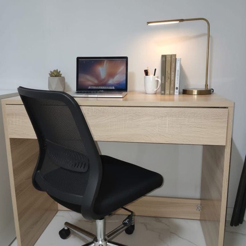 Bureau avec tiroirs - Blanc et Chêne - 100cm