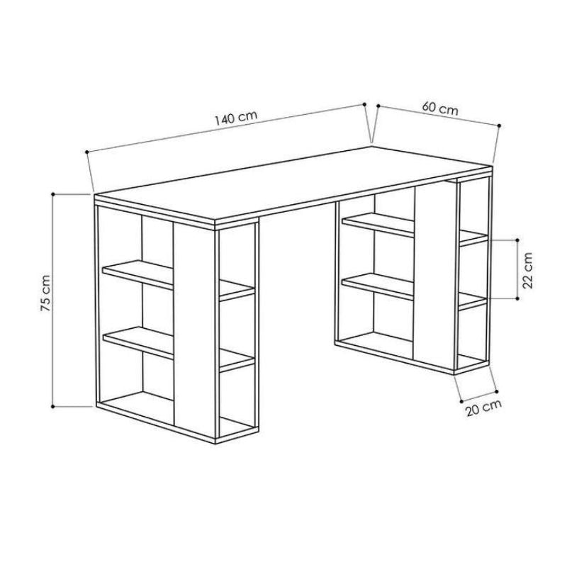 Bureau chêne et Blanc - 140 cm bois Mdf