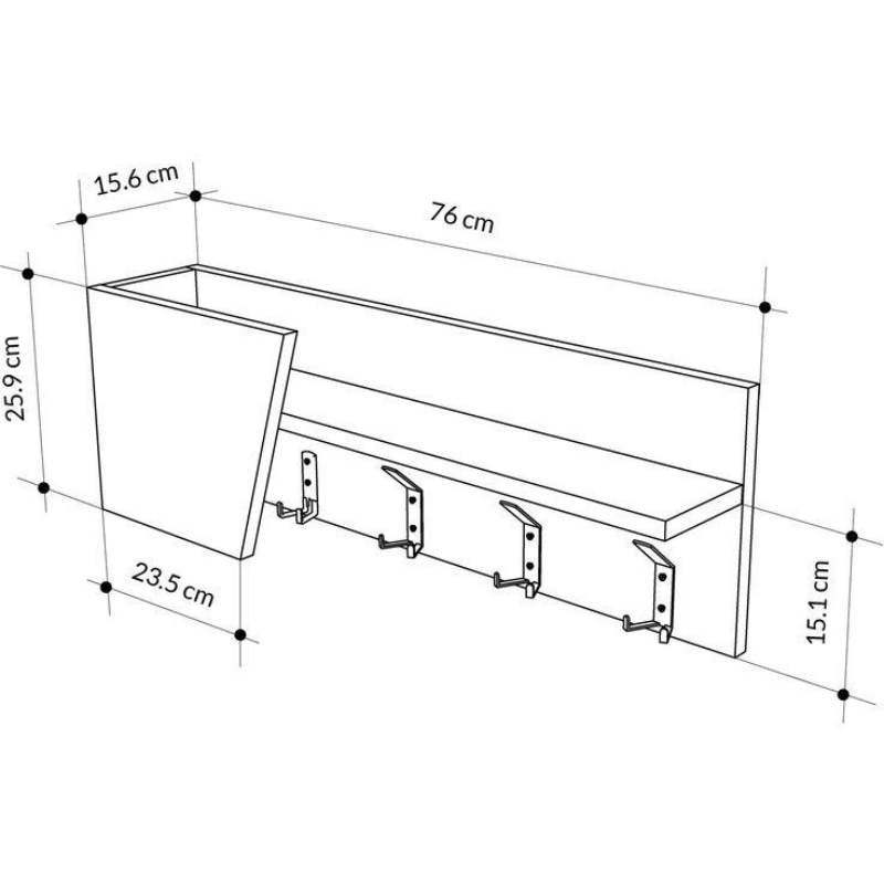 Étagère murale à penderie en métal ELEVA 76 cm - Entrée ou chambre