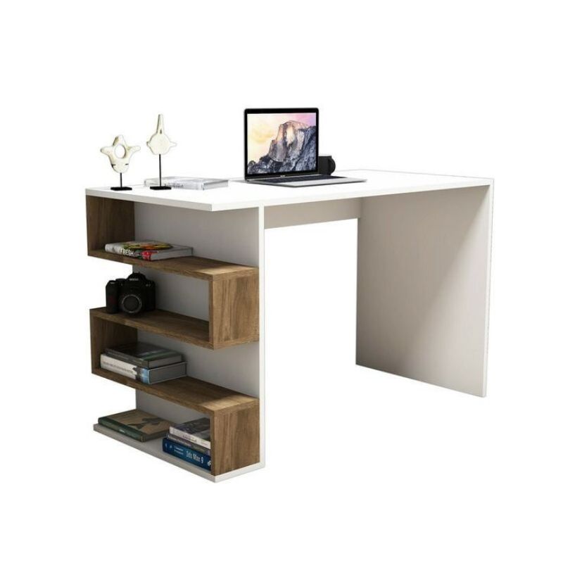 Bureau de travail - Noyer et Blanc - 120cm