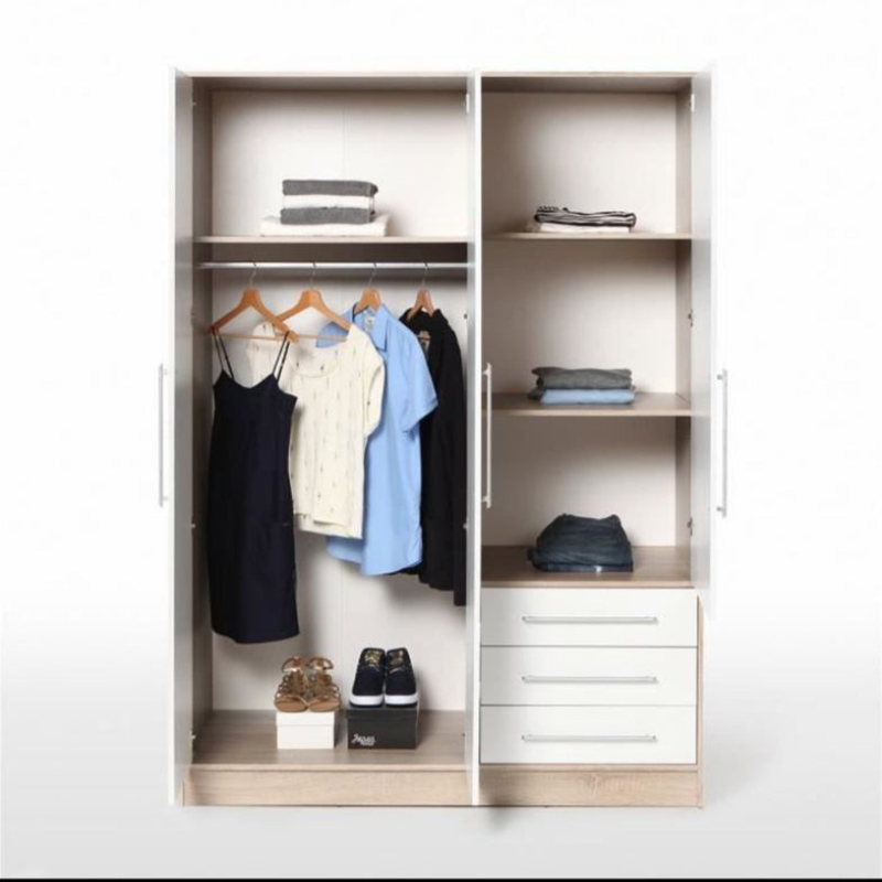 Armoire - Bois aggloméré chene et blanc - Contemporain - Chambre