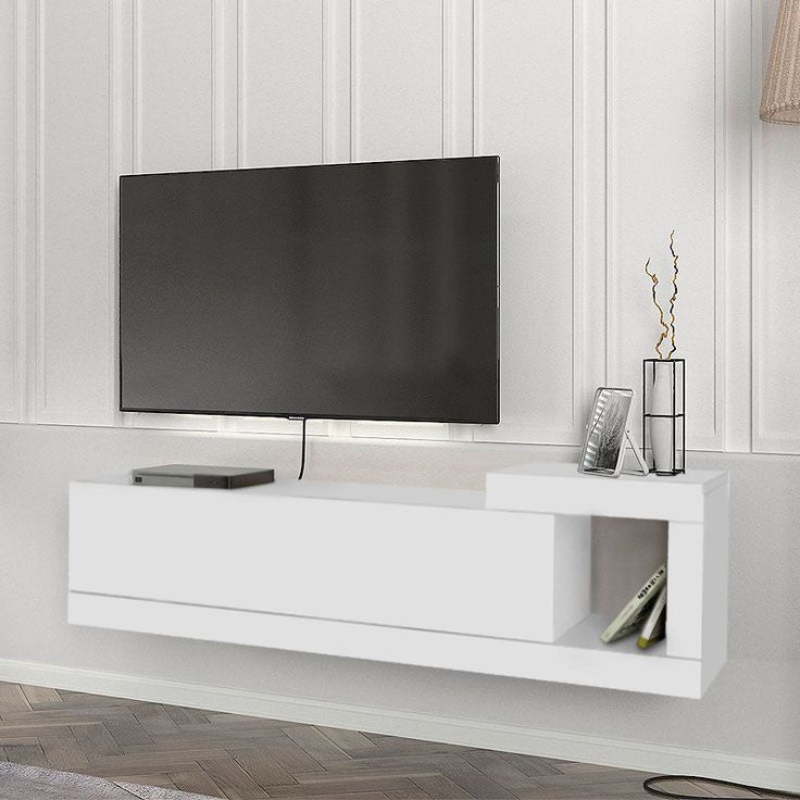 Meuble TV suspendu VOLORE 150cm blanc