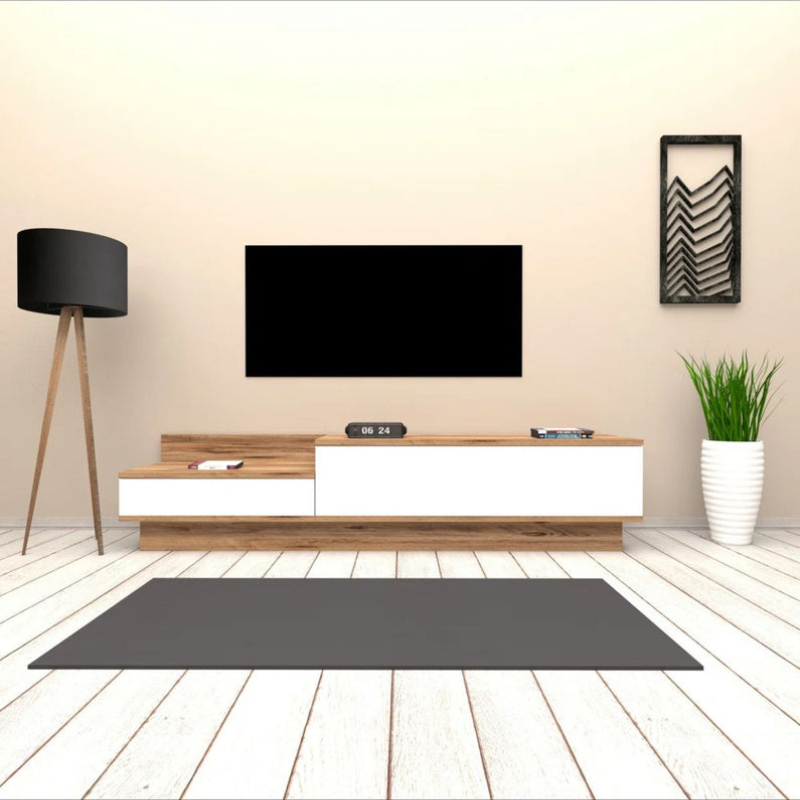 Meuble TV - Dakaria - pour téléviseurs de 65 pouces blanc et Noyer 160cm