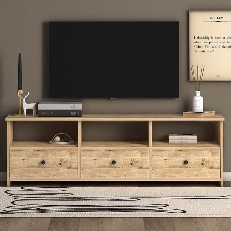 Meuble TV en bois FANSY 150cm Chêne - Salon et séjour