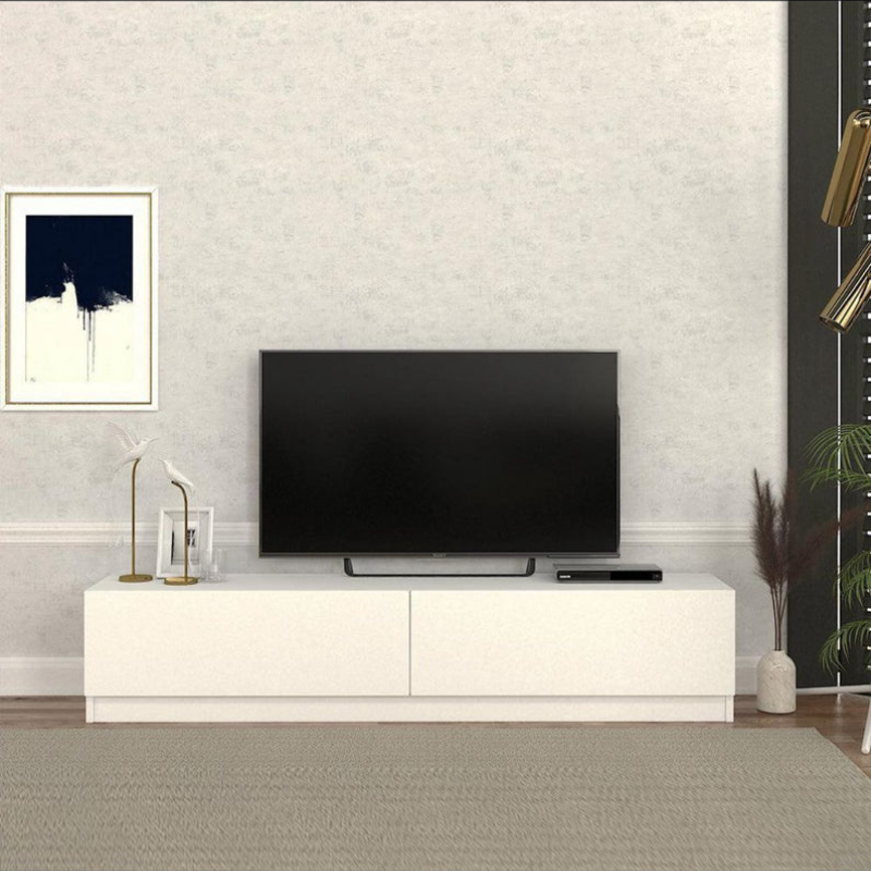 Meuble TV SHARK 160cm à 2 portes - Blanc