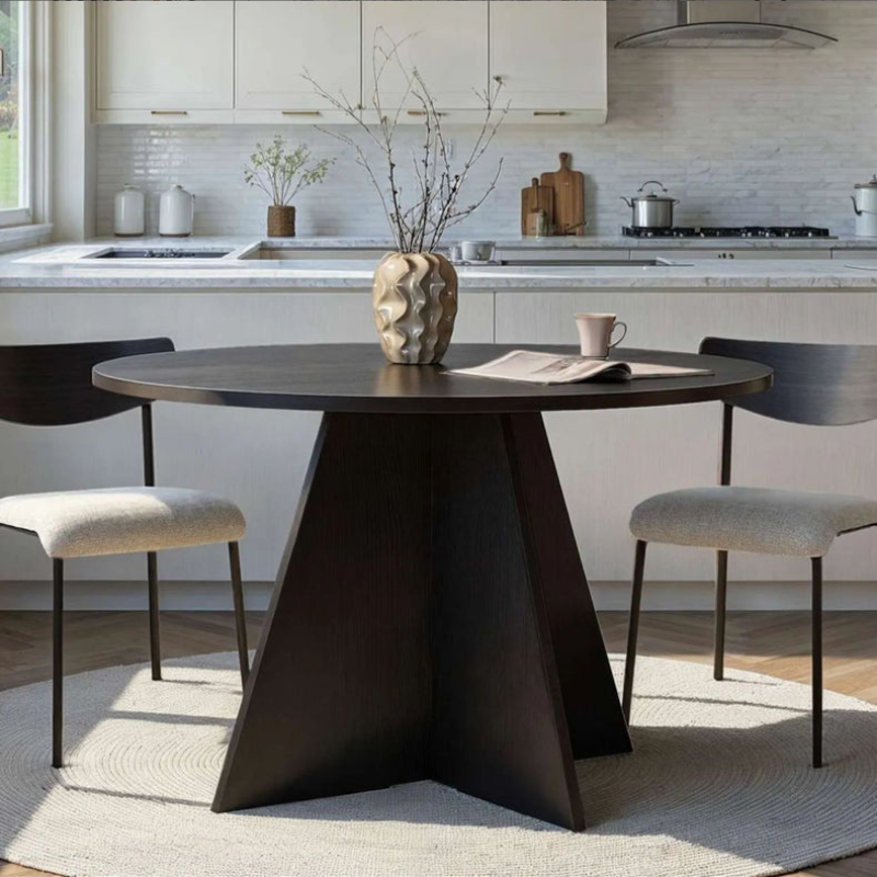 Table à manger ronde - Ø120 cm (Noir / Chêne / Noyer)