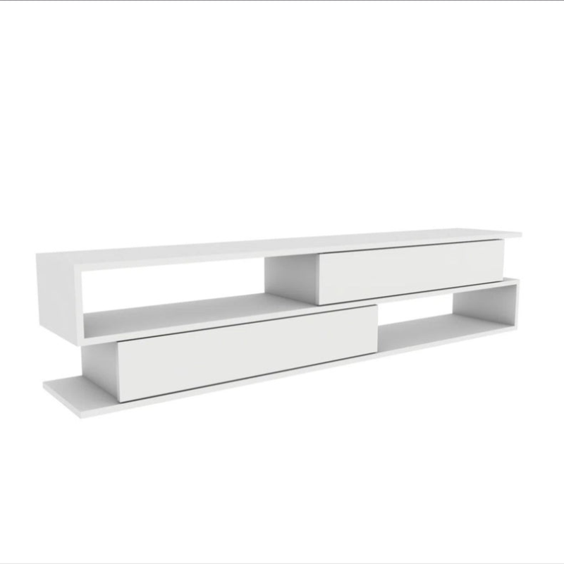 Meuble TV Margrete pour téléviseurs jusqu'à 70 Blanc 160cm