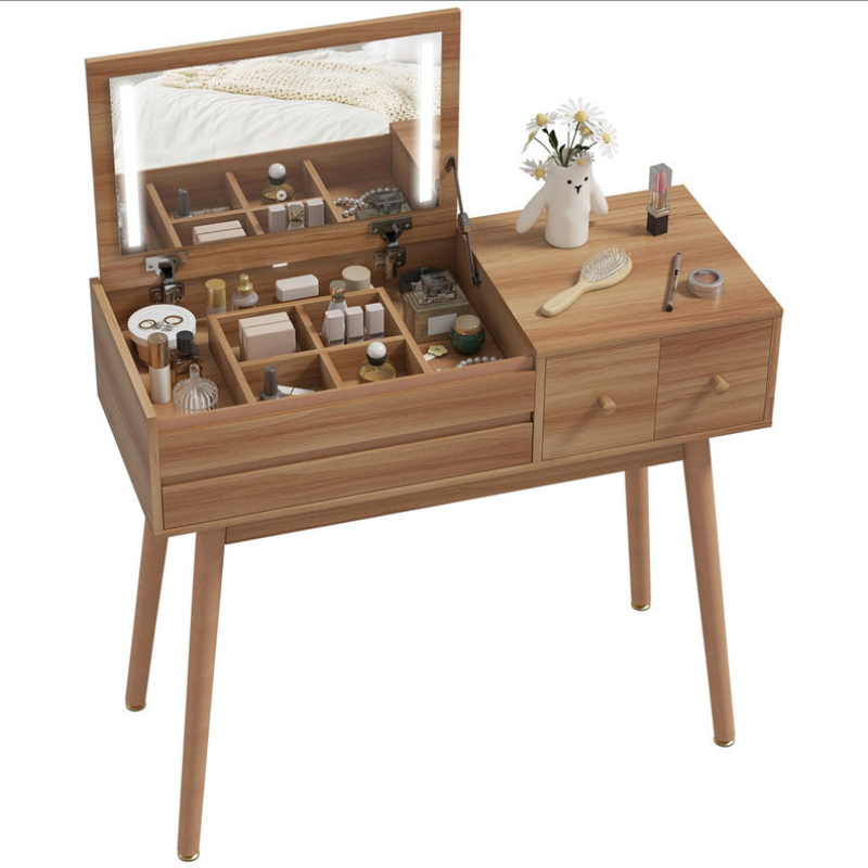 Coiffeuses de Maquillage avec Miroir et Espace de Rangement