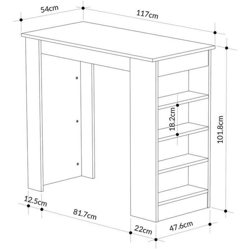 Table bar à manger en bois SWALLO 117 cm – Blanc & Chêne