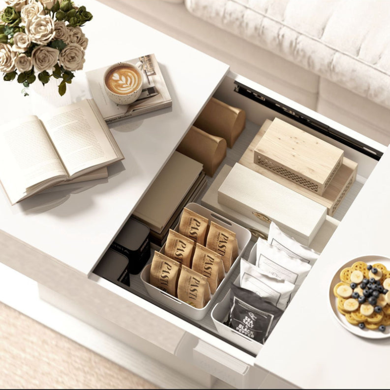 Table basse extensible avec compartiment de rangement moderne