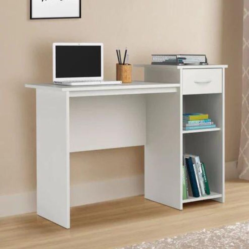 Bureau avec rangement - TRAK - 112cm - Blanc