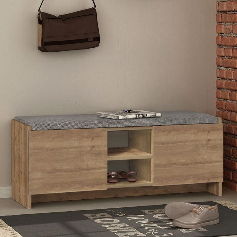 Meuble chaussures ZULLA avec assise - Noyer bois Mdf