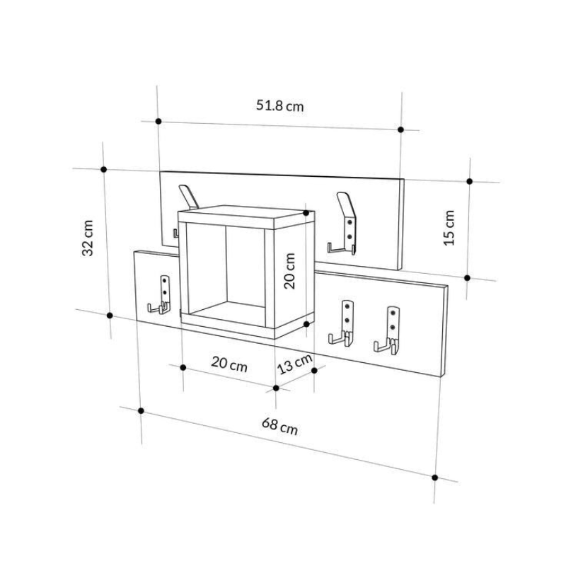 Étagère murale à penderie en métal LUMINA 68 cm – Entrée ou chambre