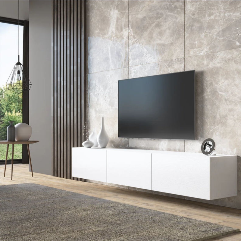 Meuble TV - ALMA - Blanc 180cm