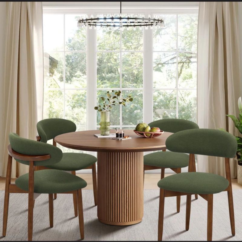 Chaise d'appoint rembourrée en bois massif (Ensemble de 4)