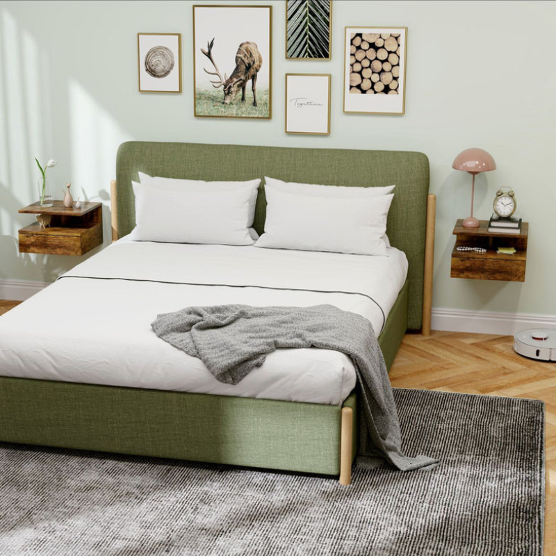 Pack Set de 2 Tables de Chevet Suspendues pour Chambre à Coucher avec Tiroir et Étagère