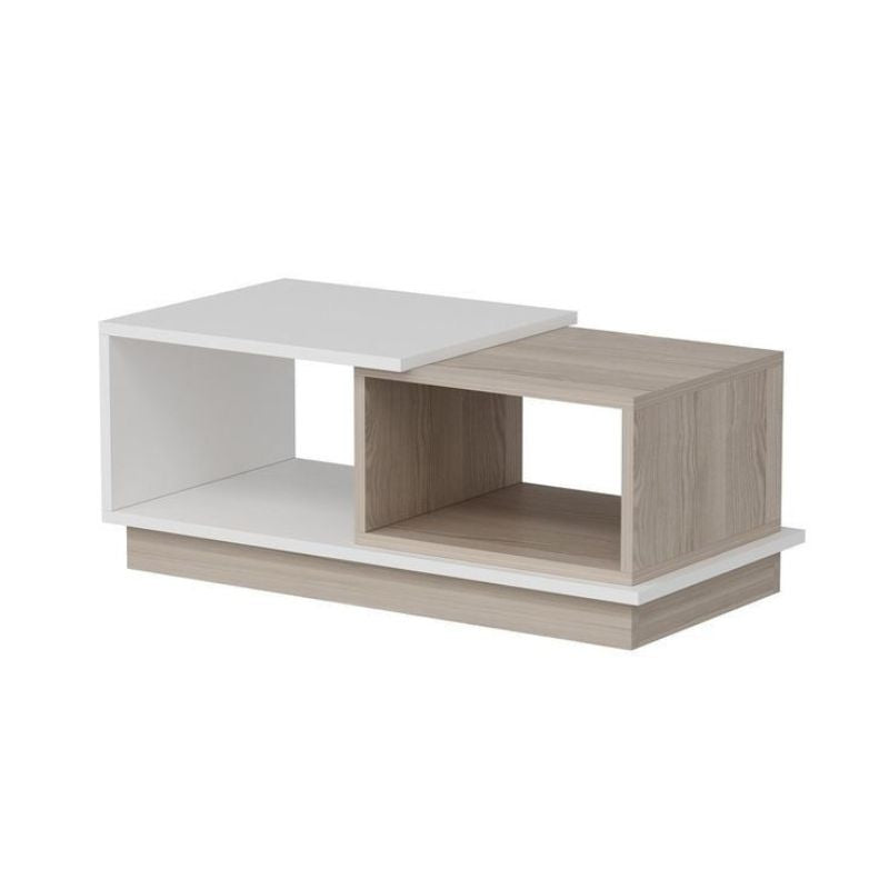 Table Basse - CONCEPT - chêne et  blanc bois Mdf - 90cm