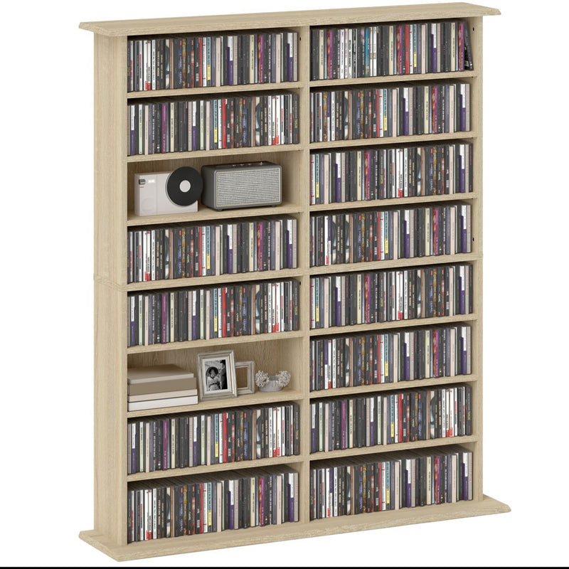 Bibliothèque Multimédia Premium – Chêne (Capacité 720 CD / 396 DVD)