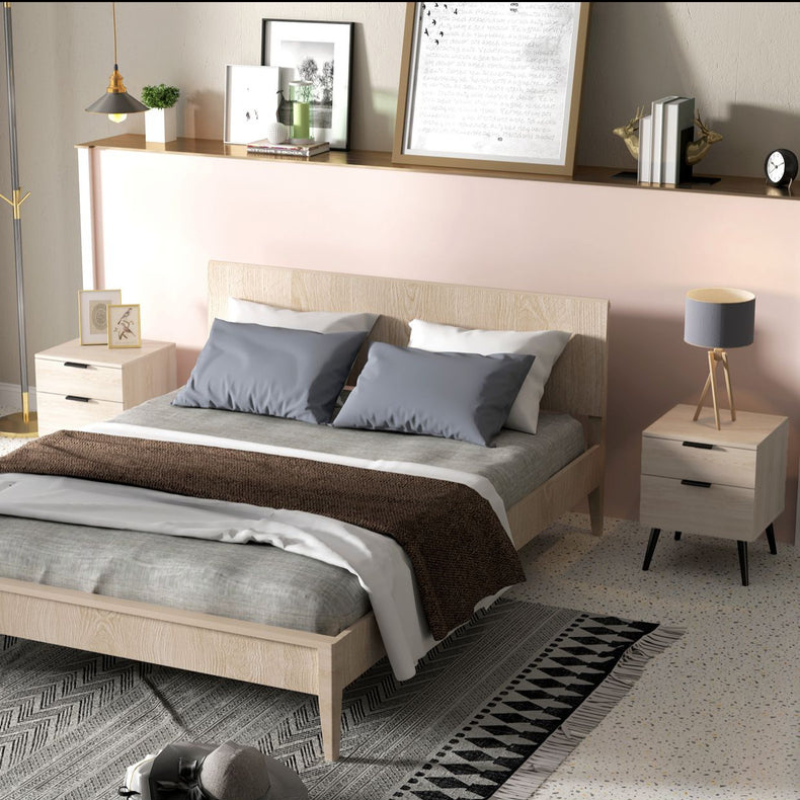 Pack Lot de 2 Tables de Chevet – Style Nordique Moderne – Chêne Naturel