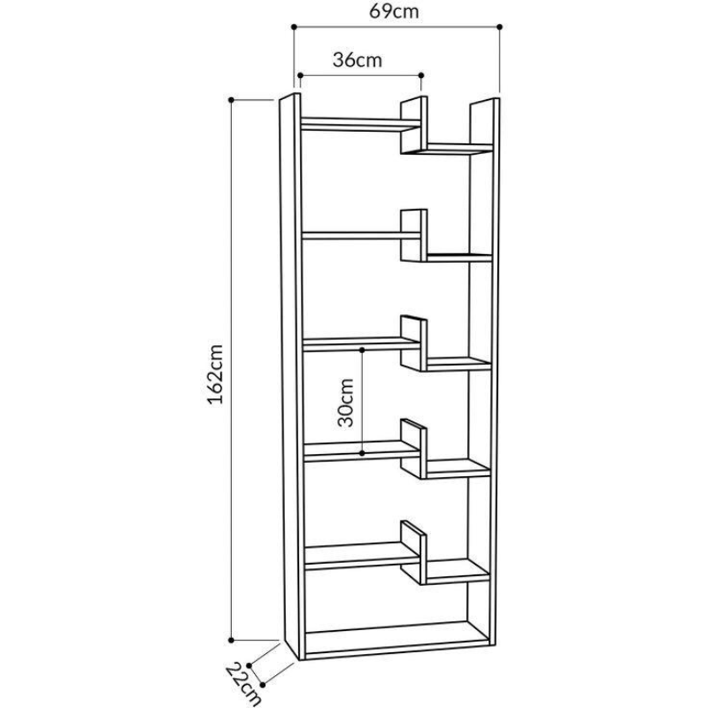 Bibliothèque à étagères de rangement - OPAC - 162cm - Blanc bois Mdf