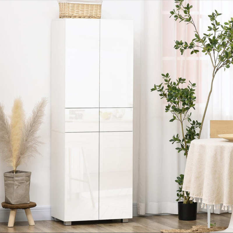 Armoire de cuisine meuble de rangement buffet 4 portes avec étagères réglables