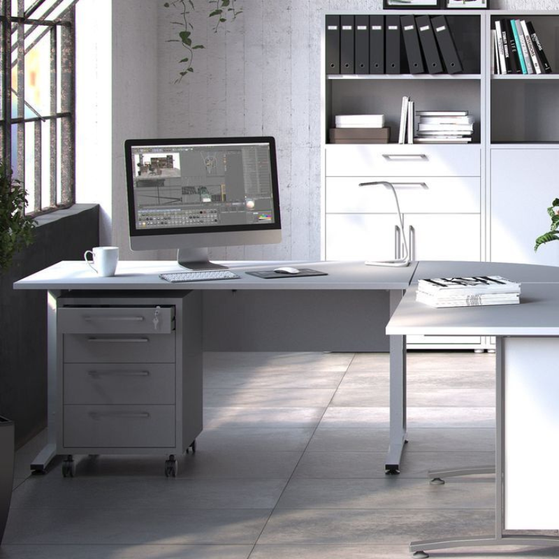 Table Sous le bureau de travail - Blanc 4 tiroirs bois MDF