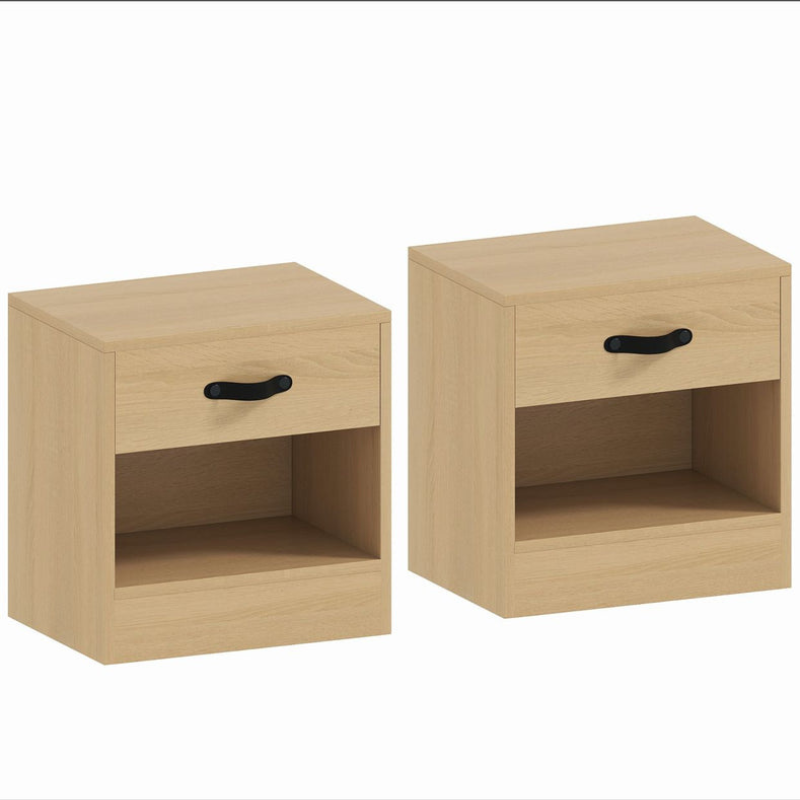Pack de 2 Tables de Chevet avec Tiroir et Compartiment Ouvert pour Salon