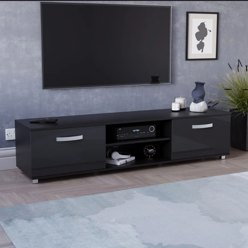 Meuble TV - Muskoka -pour téléviseurs jusqu'à 70 noir 160cm
