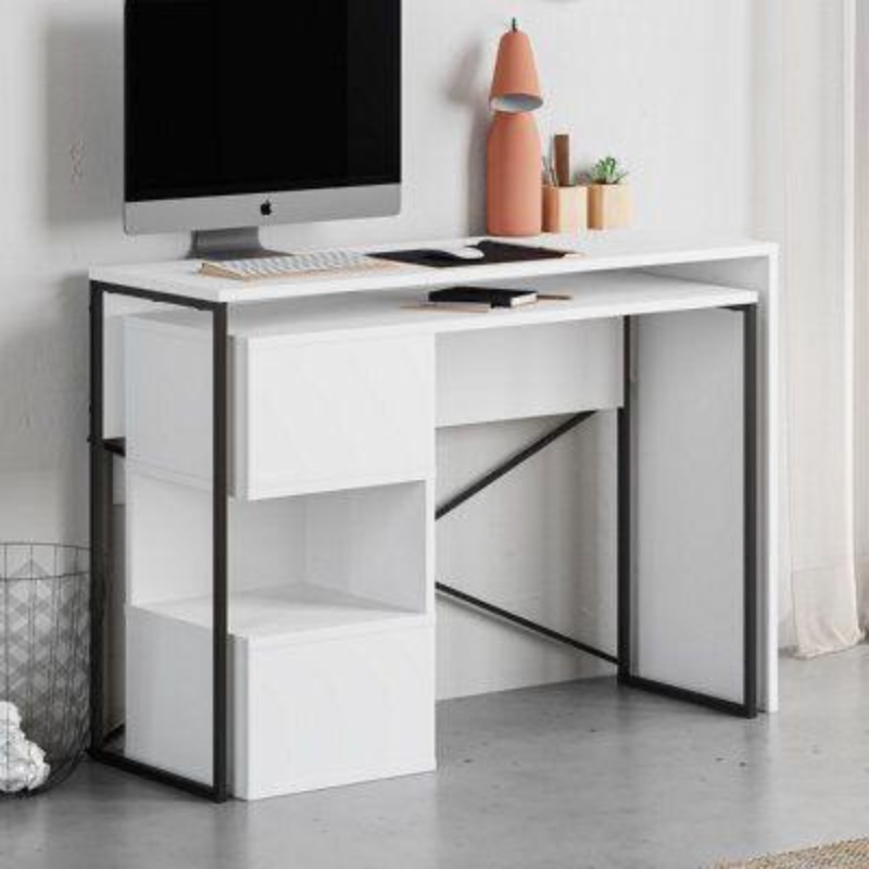 Bureau de travail en bois BADAU 110 cm – Blanc