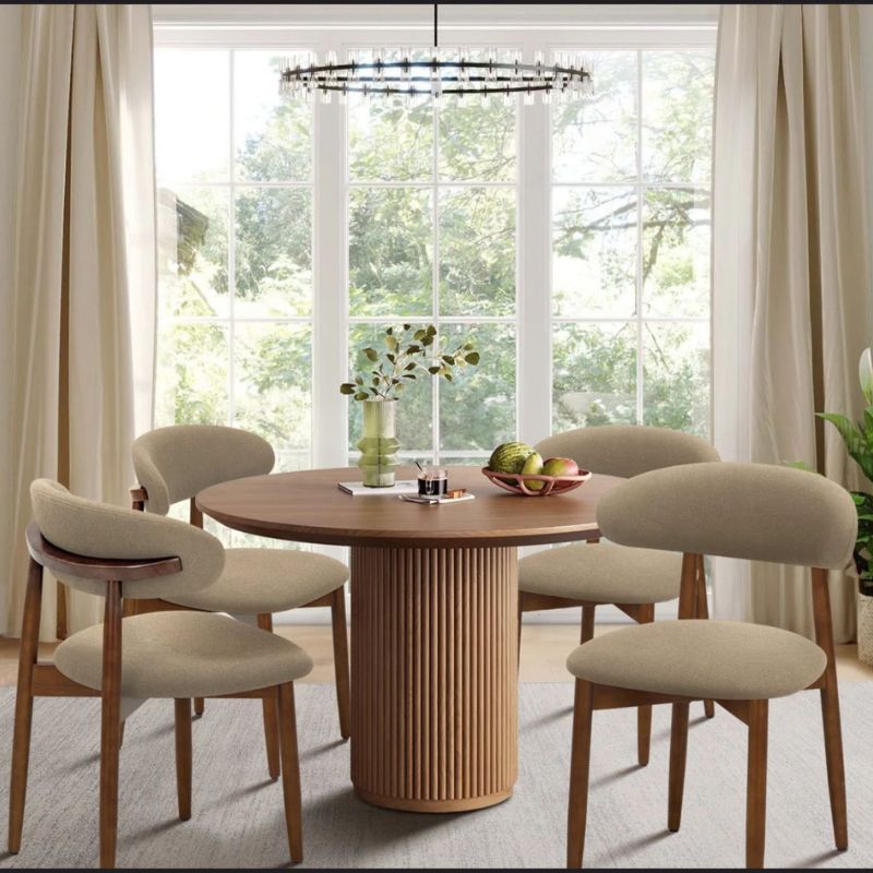 Chaise d'appoint rembourrée en bois massif (Ensemble de 4)