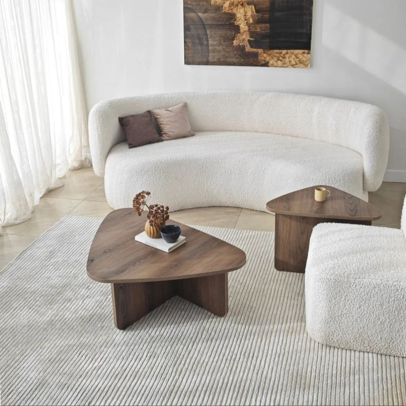 Table basse - noyer - Noir - chêne - triangle organique (x2)