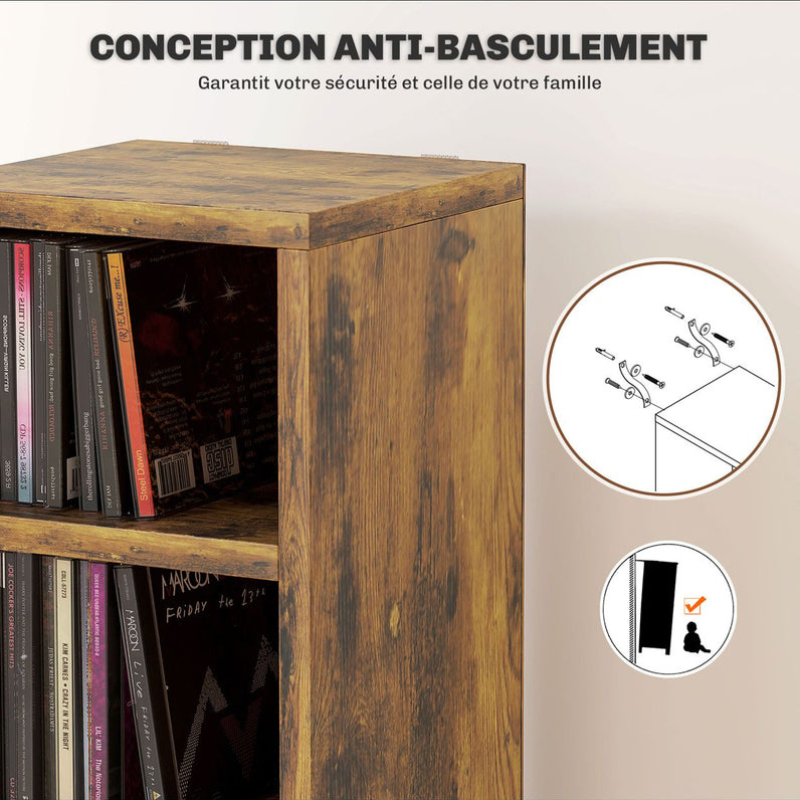 Rangements pour CD et DVD avec 12 compartiments - capacité max. 204 CD