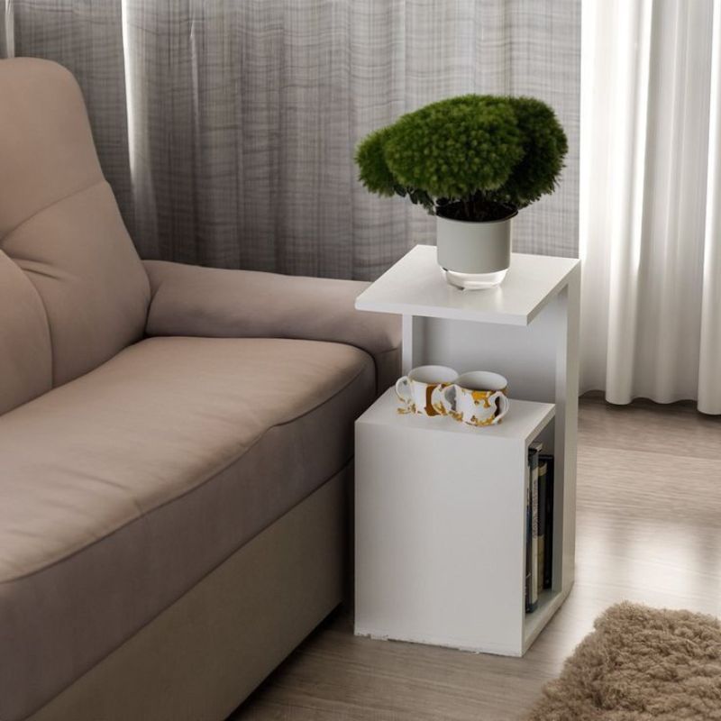 Table d’appoint - SISTRE - Blanc bois Mdf