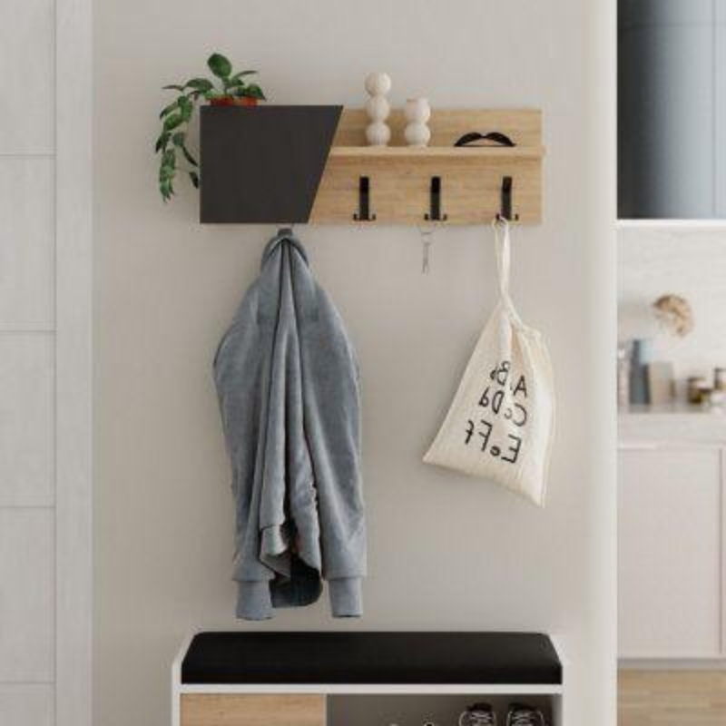 Étagère murale à penderie en métal ELEVA 76 cm - Entrée ou chambre