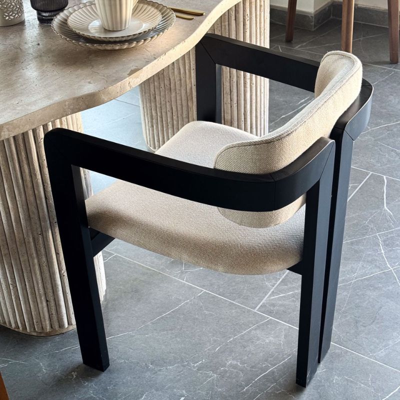 Chaise Design Chevron - Laine Beige & Bois