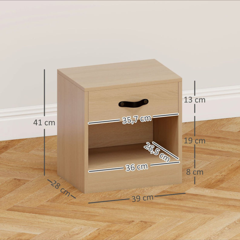 Pack de 2 Tables de Chevet avec Tiroir et Compartiment Ouvert pour Salon