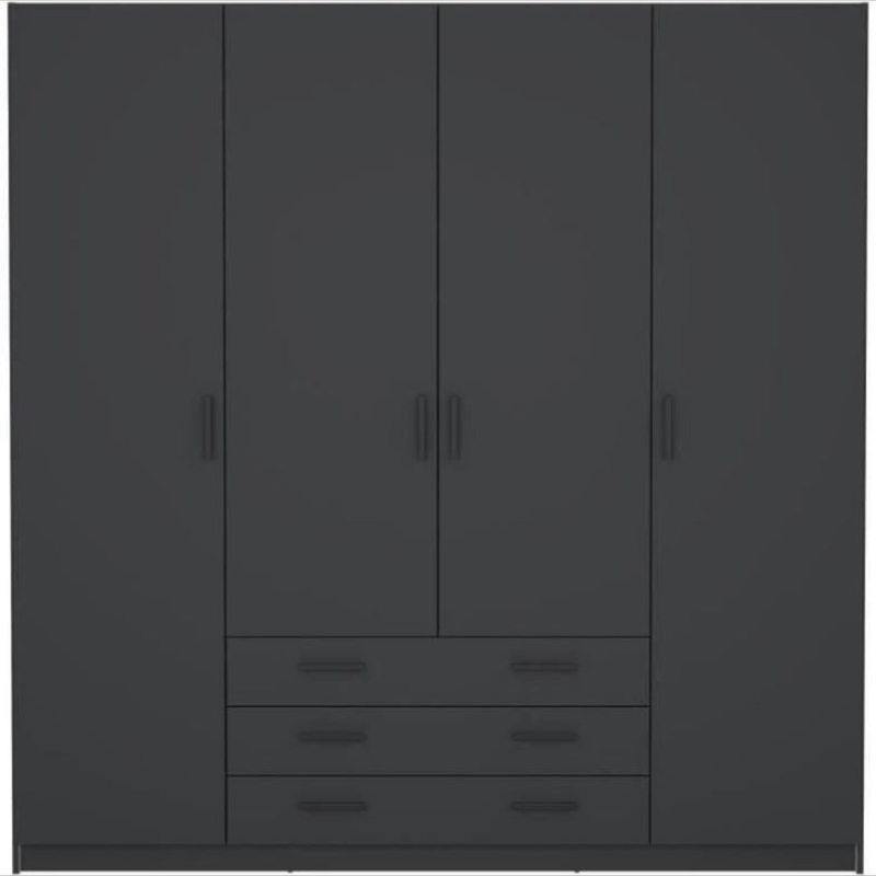 Armoire VEGA - Décor Gris anthracite - 4 portes + 3 tiroirs