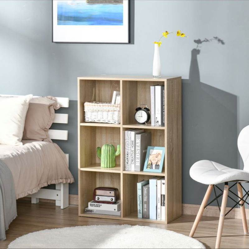 Bibliothèque à 6 Cubes Moderne en Bois
