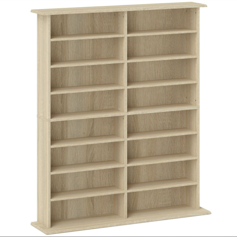 Bibliothèque Multimédia Premium – Chêne (Capacité 720 CD / 396 DVD)
