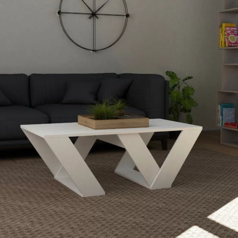 Table basse moderne pour séjour PIPRA 110 cm – Chêne et Blanc