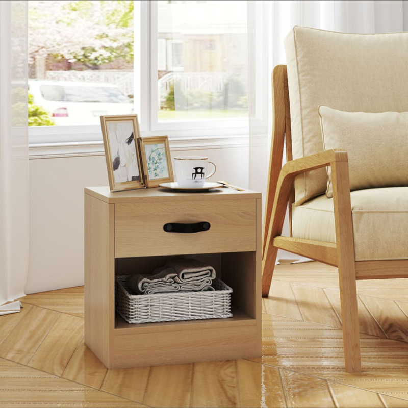 Pack de 2 Tables de Chevet avec Tiroir et Compartiment Ouvert pour Salon