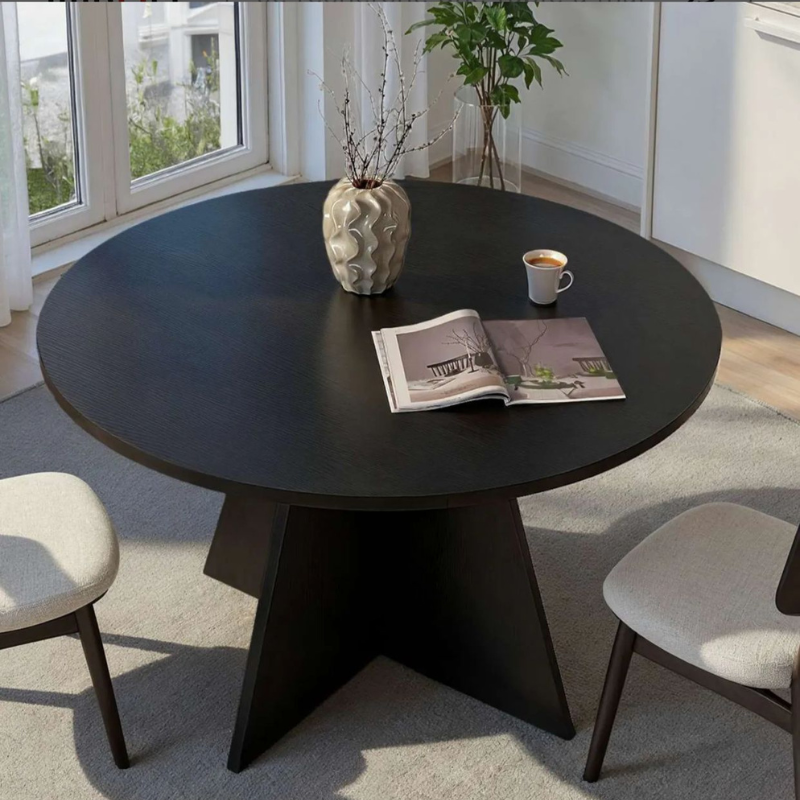 Table à manger ronde - Ø120 cm (Noir / Chêne / Noyer)