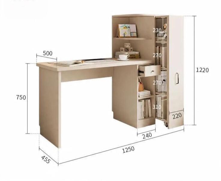 Bureau Randy avec Bibliothèque en bois